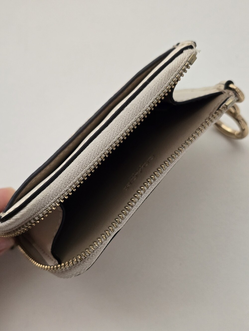 Coach L Zip Card Case Swan Print C8377 Chalk White Key Ring Wallet - Picture 12 of 15